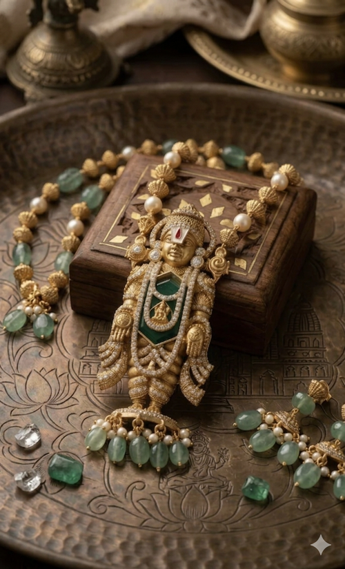 Beautiful Antique Lord Balaji Pendant Necklace