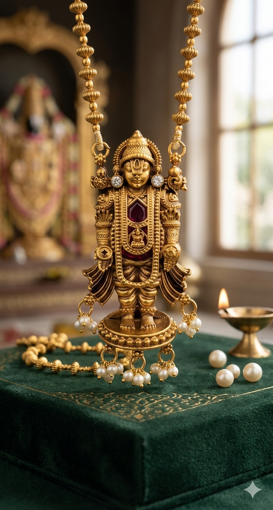 Antique Lord Balaji Pendant Necklace