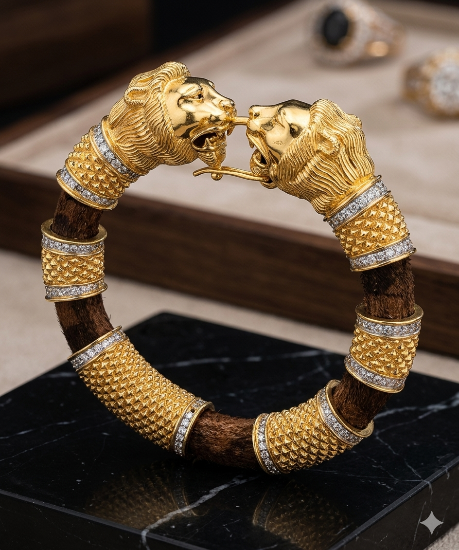 Premium Gold-Plated Textured Men's Kada