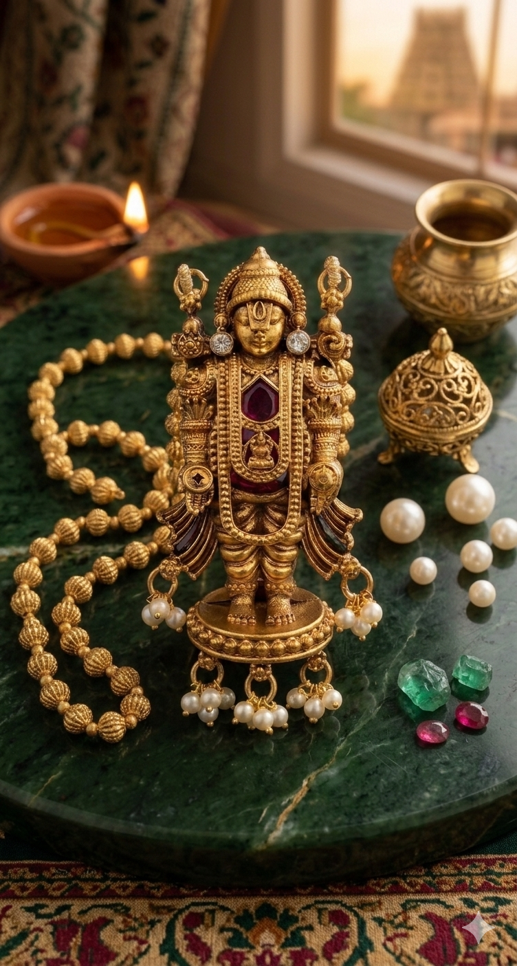 Antique Lord Balaji Pendant Necklace