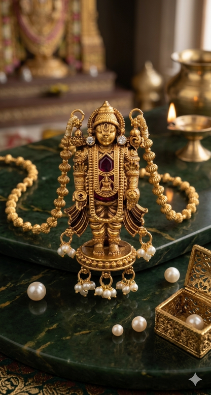 Antique Lord Balaji Pendant Necklace