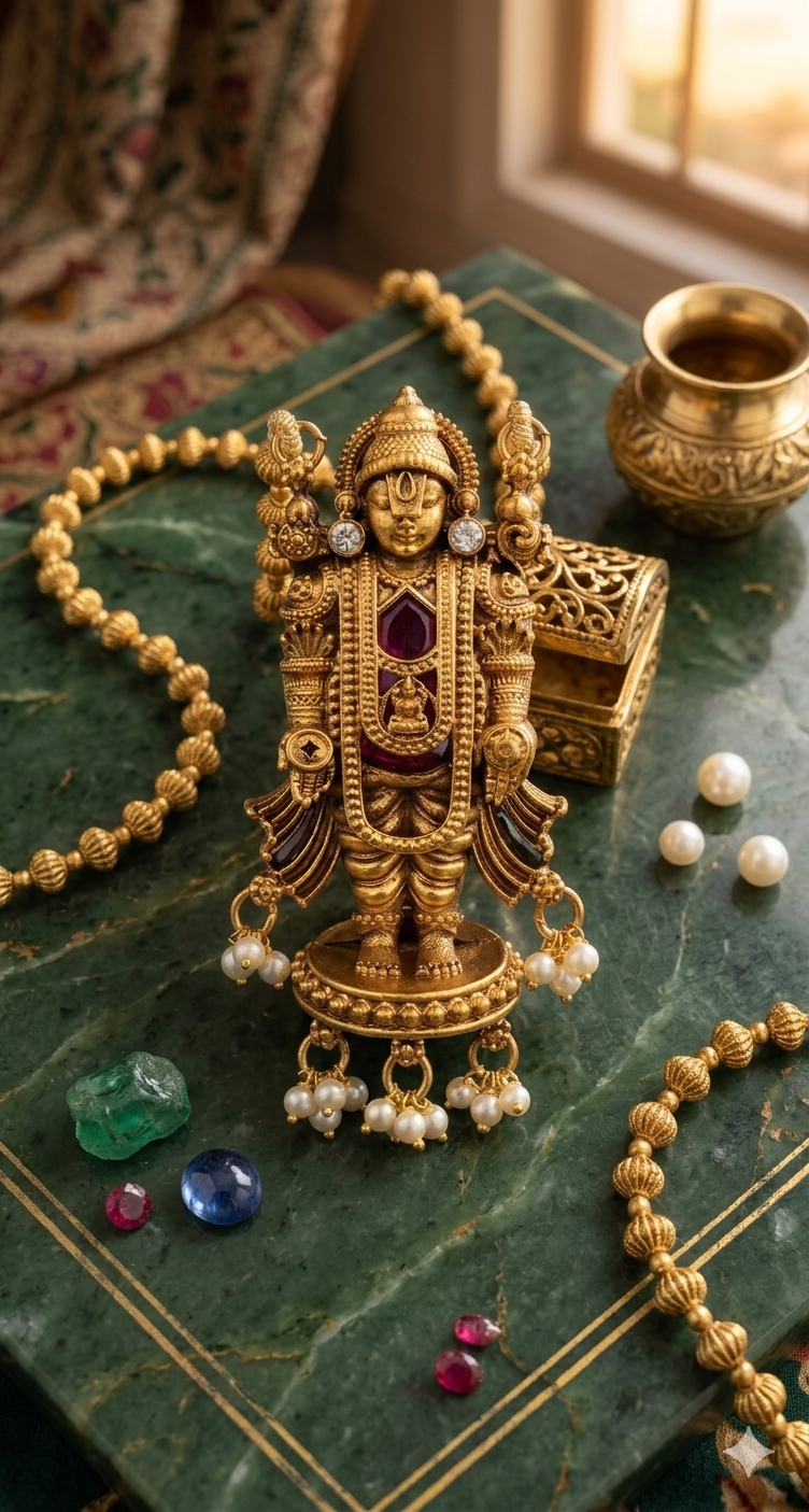 Antique Lord Balaji Pendant Necklace